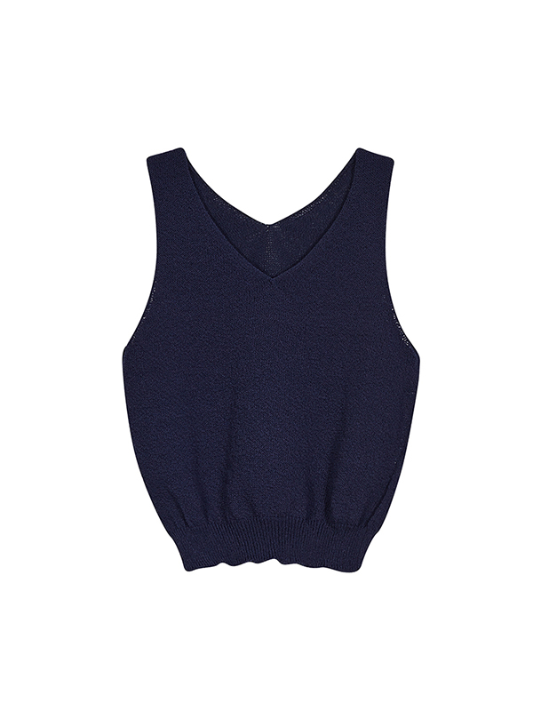 KNITTED CROP TOP_NAVY